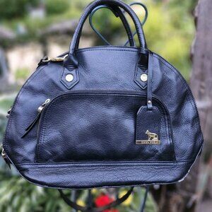 Emma Fox Womens Black Leather Tote Crossbody Handbag Convertible